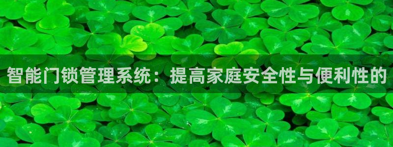 开丰娱乐体育平台：智能门锁管理系统：提高家庭安全性与便利性的